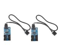 jojofuny USB Header Extension Splitter 2 Pack Stable Performance USB 2.0 Dual 9-pin Hub Converter Pcb Material High Performance Blue Internal Computer Accessory