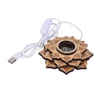 jojofuny USB Powered Lotus Shape Wooden Crystal Ball Stand with Soft LED Glow Natural Rustic Sphere Holder for Home Decor Night Light Base for Relaxing Ambiance and Easy Operation