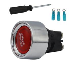 jojofuny V-24v Material for Alloy Suitable and Aluminum Vehicles Start Button Push Ignition Switch with LED Light, Keyless Design, Abs Car Engine Universal