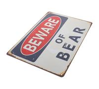 jojofuny Vintage Bear Warning Sign Made of Sturdy Iron Featuring Retro Design and Versatile Usage, for Home Decor and Commercial Spaces Caution Message