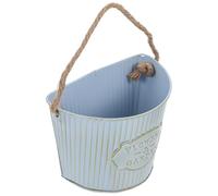 jojofuny Vintage Blue Metal Wall Planter Hanging Flowerpot Half-circle Iron Succulent Wall Pot for Garden Balcony Outdoor Use