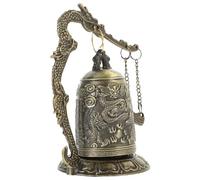 jojofuny Vintage Copper Dragon Pattern Metal Bell Multi-functional Design Desktop Ornament and Pleasant Sound Desktop Antique Chinoiserie Style for Home Decoration and Office Use