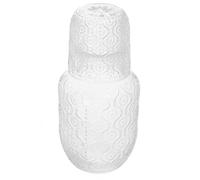 jojofuny Vintage Embossed Glass Water Carafe Set 600Ml Pitcher with 160Ml Tumbler Cup, Floral Design Beverage Server for Home, Kitchen, Bedroom, and Bar Use