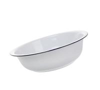 jojofuny Vintage Enamel Basin Large White Mixing Bowl Multipurpose Thickened Retro Fruit Soup Wash Basin for Kitchen Dough Mixing Vegetable Washing Durable Household Utility