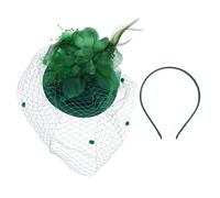 jojofuny Vintage Fascinator Headband Dark Green Lightweight Breathable Mesh Hair Fascinator for Women Special Occasions