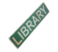 jojofuny Vintage Library Sign Plaque Tin Art for Home and Office Retro Reading Wall Decor Bookstore Wall Art for Study Bedroom Classroom with Bright Detailed Design