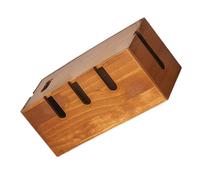 jojofuny Vintage Solid Wood Cable Management Box with Cover Cord Organizer for Desk Power Strips and Device Storage Heat Dissipating Space Saving for Home and Office