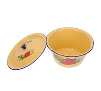 jojofuny Vintage Style 1.4L Enamel Bowl Lid, 19.5cm Classic Chinese Lard Pot Condiment Container for Home Cooking