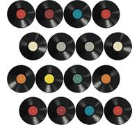 jojofuny Vinyl Record Stickers 16 Black Fake Record Decorations for Wall Decor Retro Music Themed Party and Disco Party Sticker Aesthetic Wall Decor for Home Bar Cafe