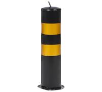 jojofuny Warning Column Safety Bollard 50cm Black Yellow Steel Pipe Traffic Barrier Post for Roadside Protection and Garage Parking Aid