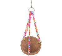jojofuny Wear-resistant Bird Hanging Bed Coconut Shell Multi-functional Parrot Nest with Chain and Hook Safe and Reliable Resting Bird Bed for Birdcage Accessories Random Color