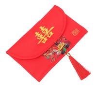 jojofuny Wedding Red Envelope Fabric Money Packet Chinese Hong Bao Wedding Money Envelope with Brocade Satin for Marriage Cash Horizontal Style and Engagement