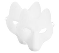 jojofuny White Fox Mask 2Pcs Pu Half Face Diy Animal Mask for Halloween Party Cosplay White Fox Crafting Costume for Masquerade and Costume Events
