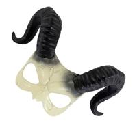 jojofuny White Half Face Mask Devil Horns for Halloween Masquerades, Realistic Plastic Horn Headpiece for Festive Events and Role Play Costume Accessories