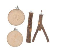 jojofuny Wood Parrot Perch Multi-branch Stand with Rough Surface Claw Grinding Platform and Swing for Large Birds Interactive Cage Accessory Encouraging Natural Play and Easy Cleaning