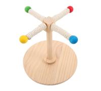 jojofuny Wood Rotating Parrot Perch Toy with Windmill Design for Intellectual Stimulation and Health Maintenance, Natural Wood and Hemp Rope Bird Stand Suitable for Budgies and Parrots
