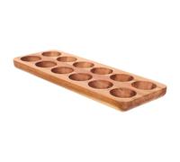 jojofuny Wooden Egg Tray Slots Rectangle Egg Holder for Kitchen and Refrigerator Shatterproof Acacia Wood Container and Countertop Display