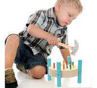jojofuny Wooden Nailing Table Hammer Toy for Educational Baby Workbench with Bright Colours Hand-Eye Coordination Development Toy