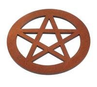 jojofuny Wooden Pentagram Altar Tile Five-Pointed Star Design, Natural Wood Material, Religious Ceremony Decor for Witchcraft and Pagan Rituals, Household Pentacle Ornament for Home and