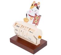 jojofuny Wooden Perpetual Cartoon Calendar with Rotating Blocks Adjustable Desktop Date Display Compact Home Accessory for Office and Daily Use Decorative Block Calendar for Stylish Desk