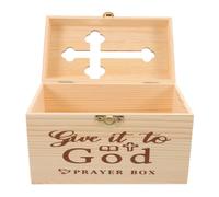 jojofuny Wooden Prayer Box with Lock Small Pine Wood Cross Hollow Christian Prayer Request Box Catholic Rosary Holder for First Communion and Religious Home Décor