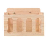 jojofuny Wooden Rabbit Hay Feeder with Perforated Hay Dispenser, Hanging Feeding Rack for Small Pets Including Guinea Pigs and Hamsters, Wall Mountable Grass Holder for Indoor Use