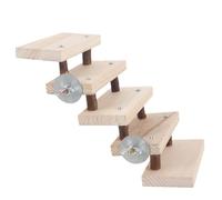 jojofuny Wooden Small Animal Ladder for Hamster and Chinchilla Cage, Natural Climbing Platform with 2-5 Steps, Pet Habitat Accessory for Cage Landscaping and Activity