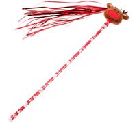 jojofuny Xmas Cat Wand Stick Interactive Teasing with Reindeer Plush for Kitten Play and Holiday Fun