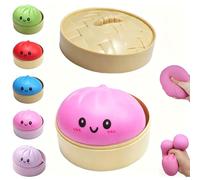 JOJOHOMY Dumpling Squishies, Glitter Dumpling Toy, Colorful Dumplings Stress Relife Toy, Stuffers with Food Steamer Desk Toys (1 Pack Purple)