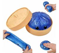 JOJOHOMY Dumpling Squishies Glitter Squishies Dumpling Toy, Low Rising Sensory Fidget Toy for Anxiety Relief for Kids and Adults (1 Pack-Blue)