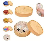 JOJOHOMY Dumpling Squishies Glitter Squishies Dumpling Toy, Low Rising Sensory Fidget Toy for Anxiety Relief for Kids and Adults (1 Pack-Transparent)
