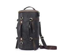 JOJOJ Leather Mens Backpack Large Capacity Travel Backpack Bucket Bag Handbag For Men(Black)