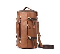 JOJOJ Leather Mens Backpack Large Capacity Travel Backpack Bucket Bag Handbag For Men(Coffee)