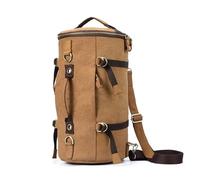 JOJOJ Leather Mens Backpack Large Capacity Travel Backpack Bucket Bag Handbag For Men(Lightbrown)