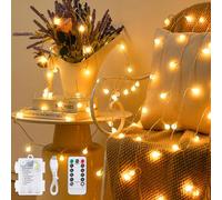 JOJOlife Fairy Lights, Warm White String Lights with Remote, 15 m/49 ft, 100 LED, Battery or USB Powered, 8 Lighting Modes, Indoor or Outdoor - Suitable for Bedroom, Garden, Christmas, Party, Wedding