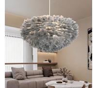 JOJOM Feather Light Shade for Ceiling Pendant Light Modern Nordic Chandelier Decoration Accessories Feather Lamp White Pink Grey or Living Room Dining Room and Bedroom(C,50cm)