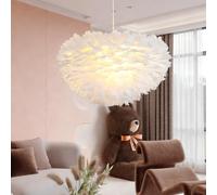 JOJOM Feather Light Shade for Ceiling Pendant Light Modern Nordic Chandelier Decoration Accessories Feather Lamp White Pink Grey or Living Room Dining Room and Bedroom(A,60CM)