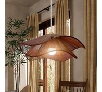 JOJOM Hemp Rope Nordic Solid Wood Pendant Lamp Boho Rattan Chandelier Hand Woven Pendant Light Creativity Farmhouse Style for Kitchen Bedroom Dining Room Living Room Hallway Foyer(A40)