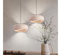 JOJOM Modern Nordic Ceiling Hanging Light Wabi-sabi Natural Stone Pendant Light Adjustable Travertine Bowl Hanging Lamp Applicable to Living Room Kitchen Bedroom Dining Room