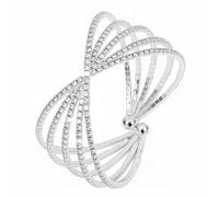 Jojomina Rhinestone Cuff Bracelet for Women Stack Crystal Bangle Bracelets Jewelry for Prom Wedding Cocktail Party, One Size, Alloy Steel Rhinestone, Rhinestone