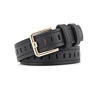 Jojomino Ladies 2.5 cm Wide Leather Belt Female Pin Buckle Belts for Women Jeans Waistband Hollow Out Belt, Black, 103cm