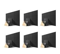 Jojomino Self-Adhesive Acoustic Panels Pack of 72, 12 x 12 x 0.4 Soundproof Padding, Sound Damping Plate for Home, Black