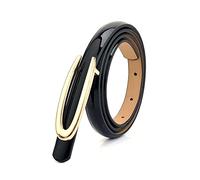Jojomino Waistband Women Patent Leather Belt Metal Buckle Dress Belt Casual Decorative Belt for Clothing Accessories, Black
