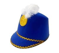 Jojomis American Marching Band Hat Band Major Hat Novelty Stylish Ringmaster Drum Major Hat with Feather for Halloween Fancy Dress- Blue