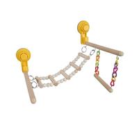 jojomis Suction Cup Wood Perch Toy Parrot Playstand Bird Playpen Climbing Ladder Window Travel Perch for Parakeet 8.27inch