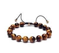 JOJOPANDA Men’s Beaded Bracelet Adjustable, Natural Texture Beads with Stainless Steel Spacers, Braided Cord, Minimal Everyday Bracelet for Men & Women, Adjustable Fit 6.7″-9.5″, Stone, no gemstone