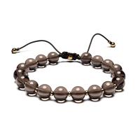 JOJOPANDA Men’s Beaded Bracelet Adjustable, Natural Texture Beads with Stainless Steel Spacers, Braided Cord, Minimal Everyday Bracelet for Men & Women, Adjustable Fit 6.7″-9.5″, Stone, no gemstone