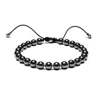 JOJOPANDA Men’s Beaded Bracelet Adjustable, Natural Texture Beads with Stainless Steel Spacers, Braided Cord, Minimal Everyday Bracelet for Men & Women, Adjustable Fit 6.7″-9.5″, Stone, no gemstone
