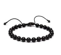 JOJOPANDA Men’s Beaded Bracelet Adjustable, Natural Texture Beads with Stainless Steel Spacers, Braided Cord, Minimal Everyday Bracelet for Men & Women, Adjustable Fit 6.7″-9.5″, Stone, no gemstone