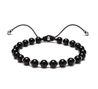 JOJOPANDA Men’s Beaded Bracelet Adjustable, Natural Texture Beads with Stainless Steel Spacers, Braided Cord, Minimal Everyday Bracelet for Men & Women, Adjustable Fit 6.7″-9.5″, Stone, no gemstone